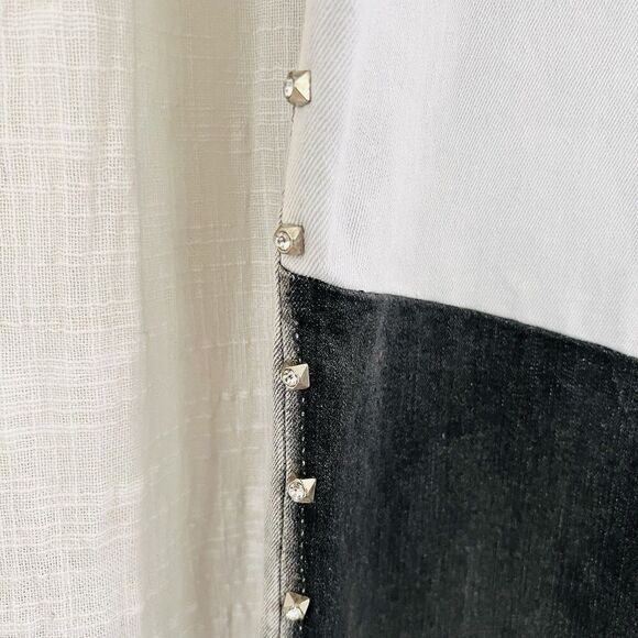 Ashley Stewart Gray & black Patchwork Rhinestone Studded Stretchy Jeans Plus 34 - Picture 7 of 9